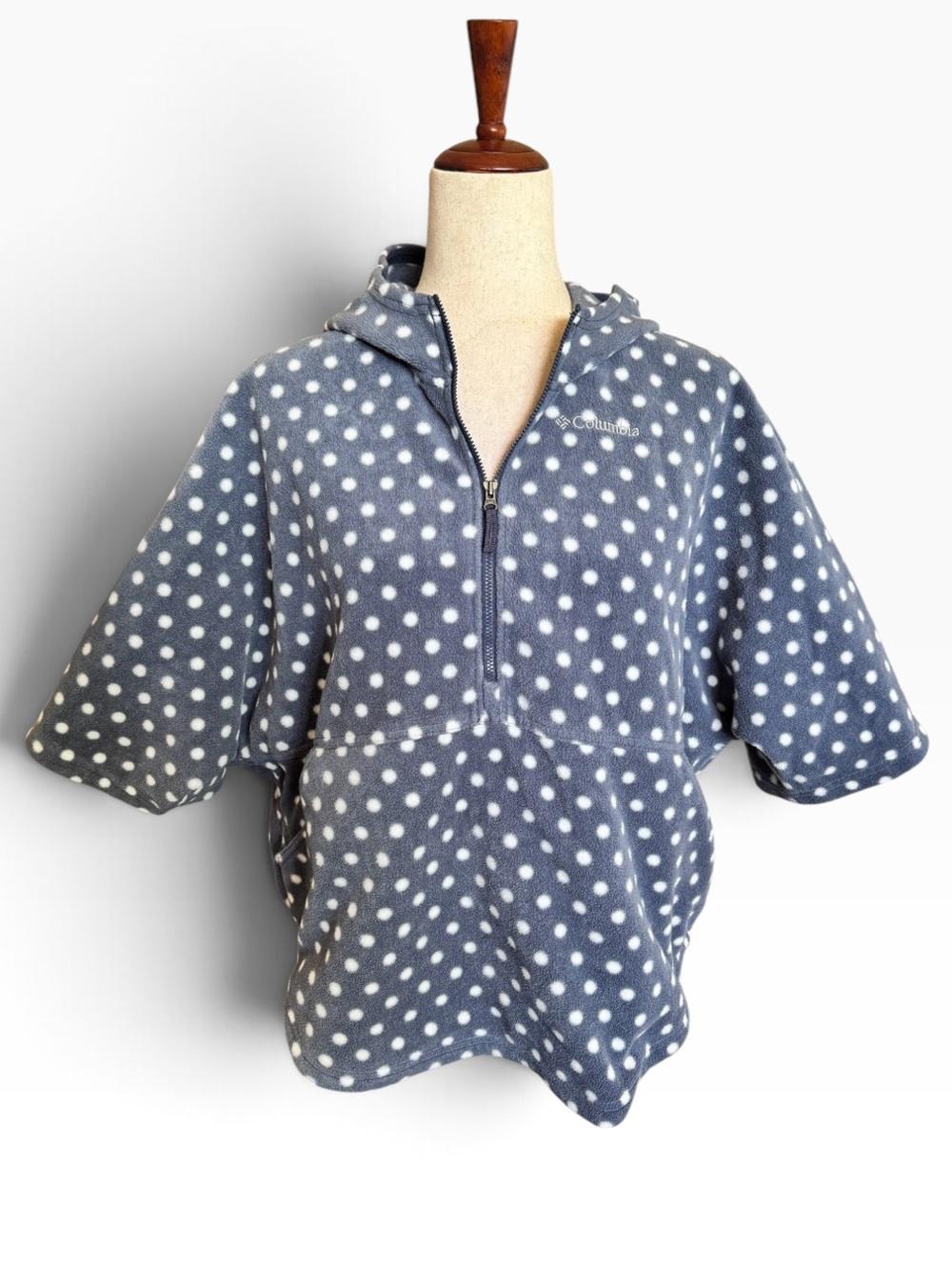 Columbia Blue Polka Dot Fleece Half-Zip Hoodie